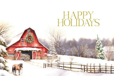 Happy Holidays Barn Notecard