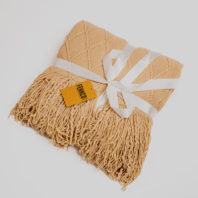 Khaki Rhombus Diamond Knit 50x60 Inch Throw Blanket