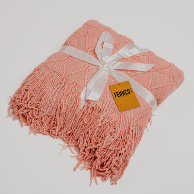 Pink Rhombus Diamond Knit 50x60 Inch Throw Blanket