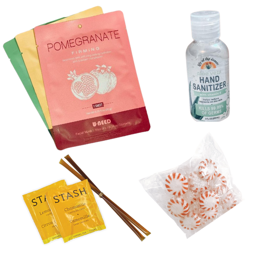 Extra Sunshine Bundle (3 spa face masks, tea + honey, hand sanitizer, peppermints)