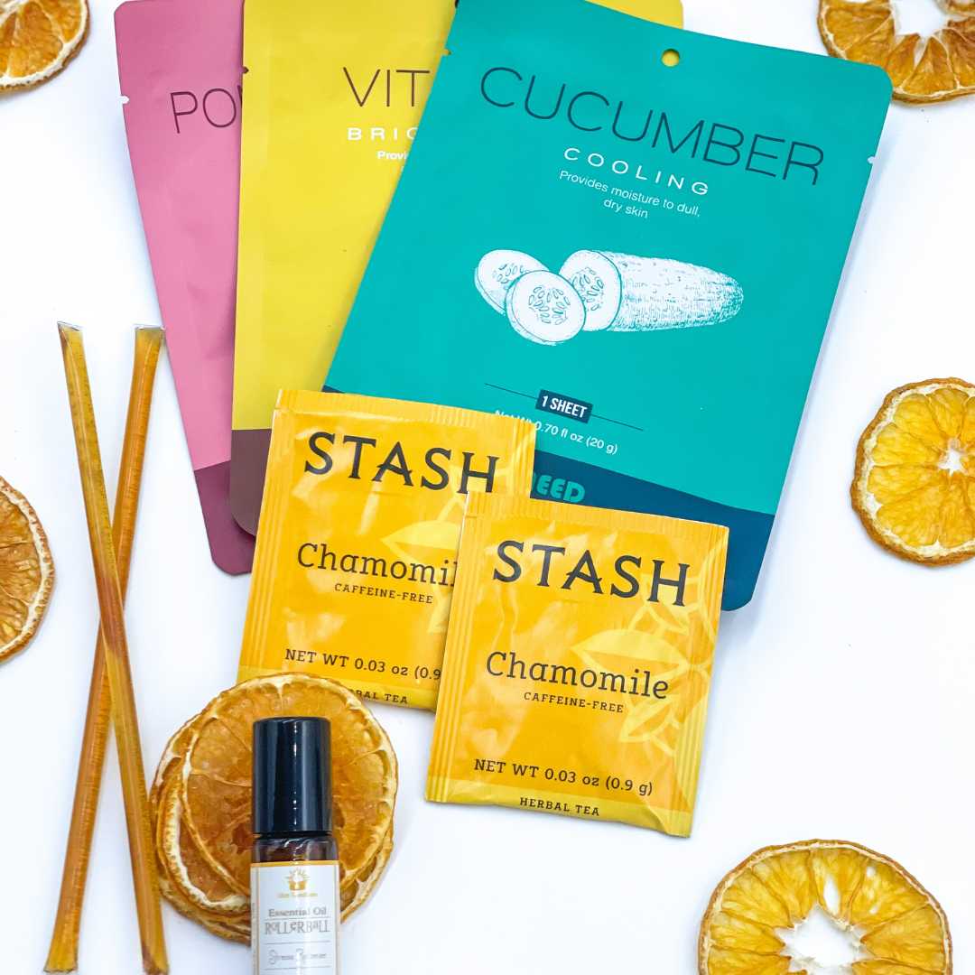 Refresh Bundle (Essential Oil Rollerball, 3 Pack Spa Face Masks, Tea + Honey)