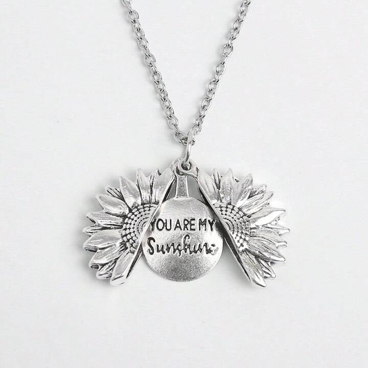 Silver Sunflower Pendant Necklace