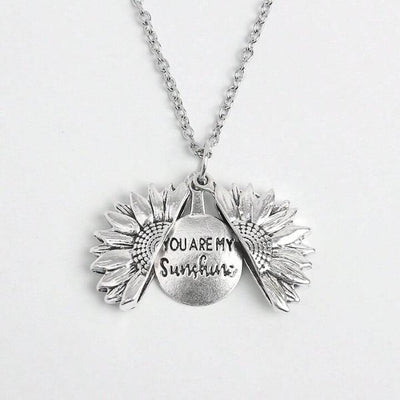 Silver Sunflower Pendant Necklace