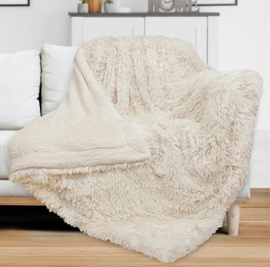 Faux Fur Sherpa Throw Blanket