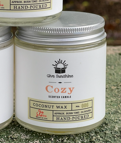 Candle (Cozy) 4 oz Coconut wax with 24HR Burn Time